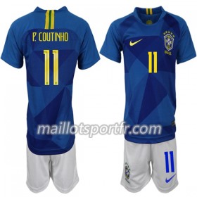 Maillot de Foot Brésil P. Coutinho 11 Enfant Extérieur Coupe du monde 2018